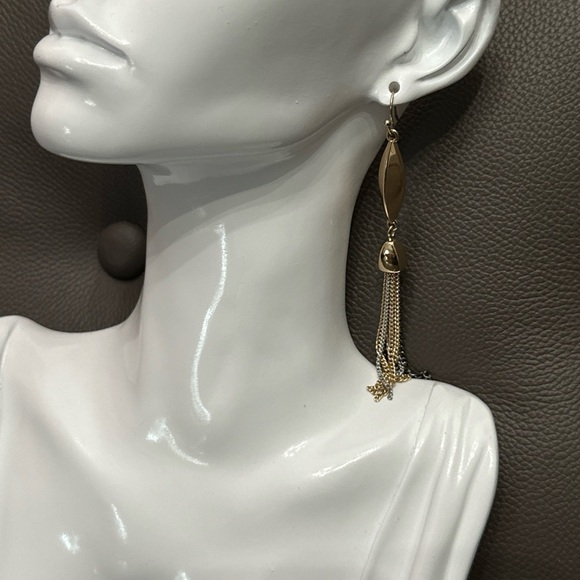 Vintage Earrings Nolan MIiller Gold Tone Pierced Dangle Drop Fringe Signed 4058 - Picture 7 of 7
